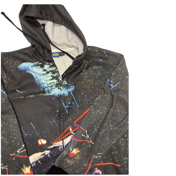 Star Wars | All Over Print | XL | Zip Up | Hoodie | Black | Death Star - Picture 1 of 8